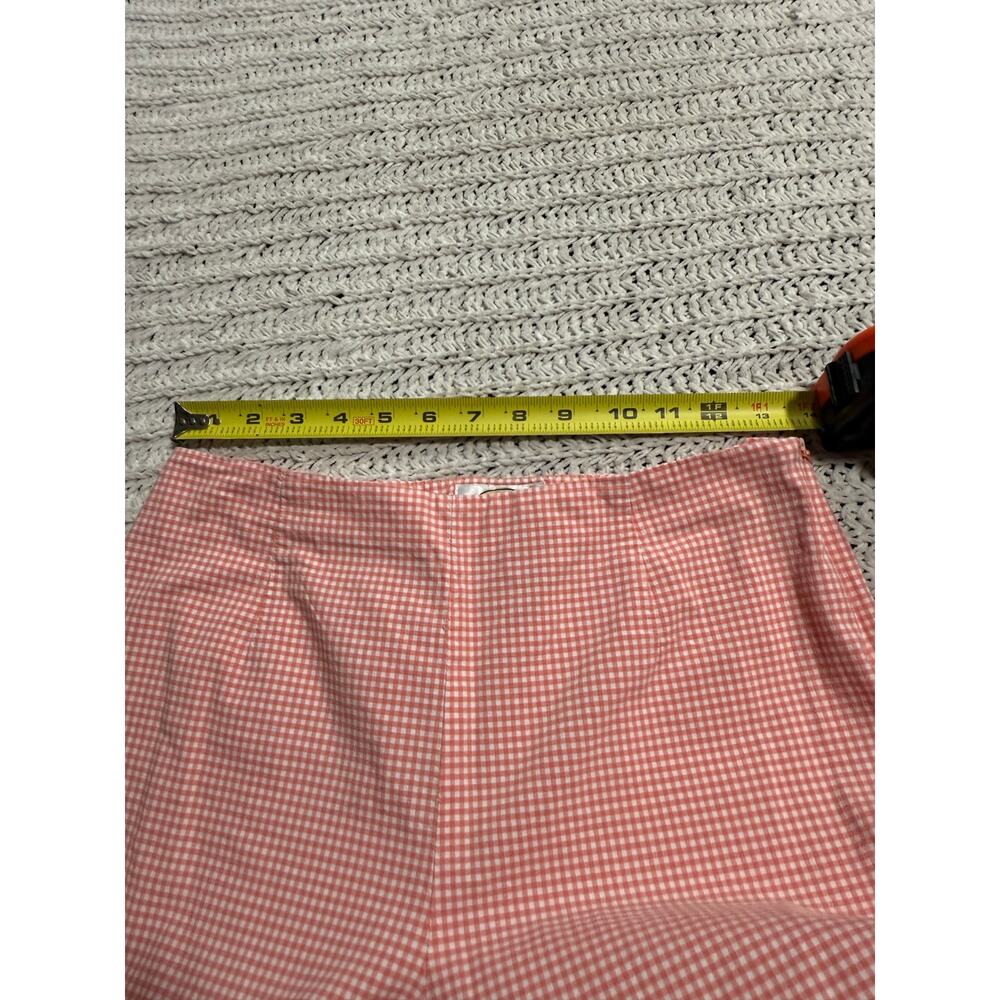 VTG Talbots Stretch Crop Pants Plaid Embroidered Flowers Womens 8P Coral White - Picture 5 of 8